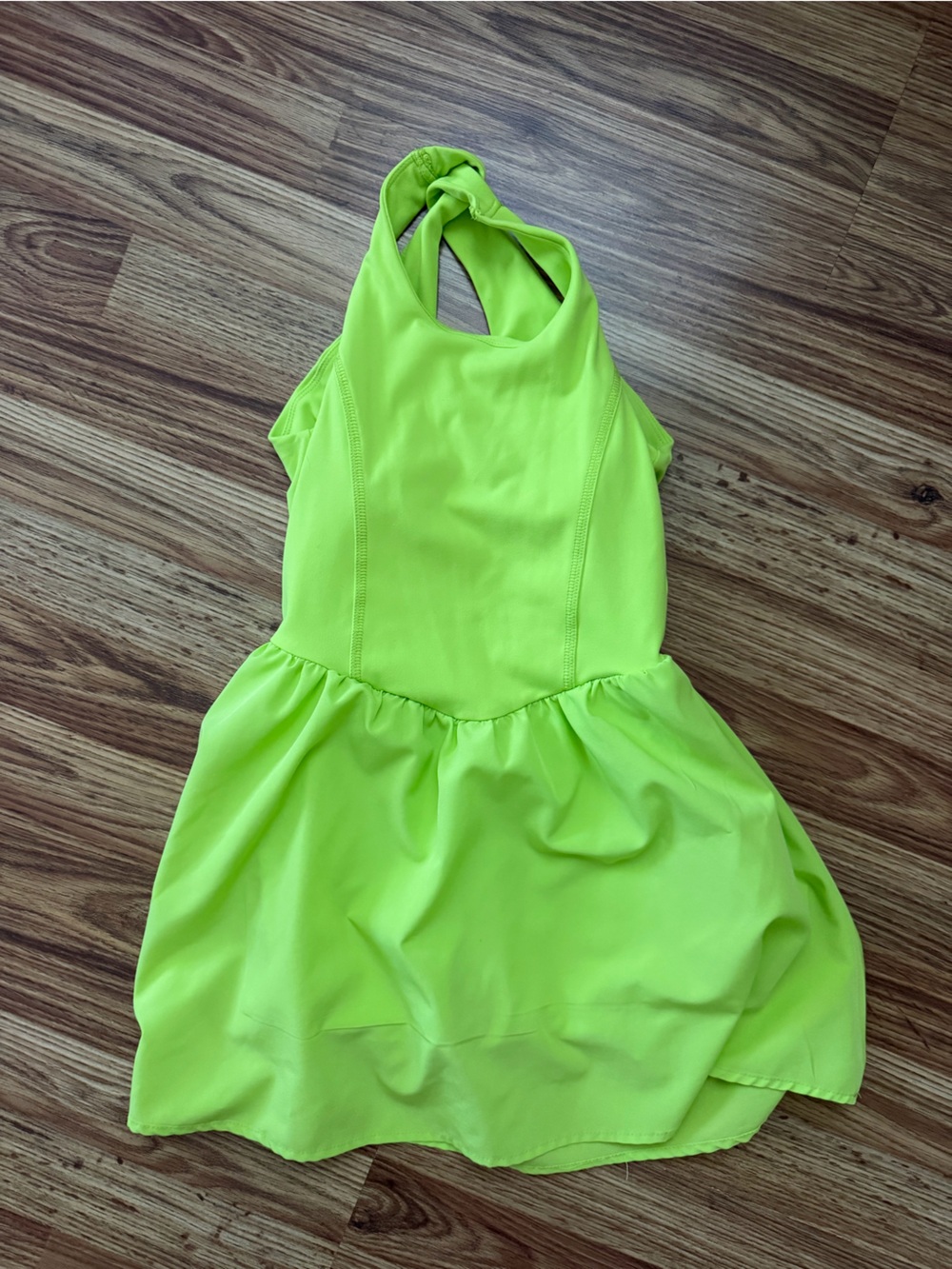 Girls Neon Green Halter Dress